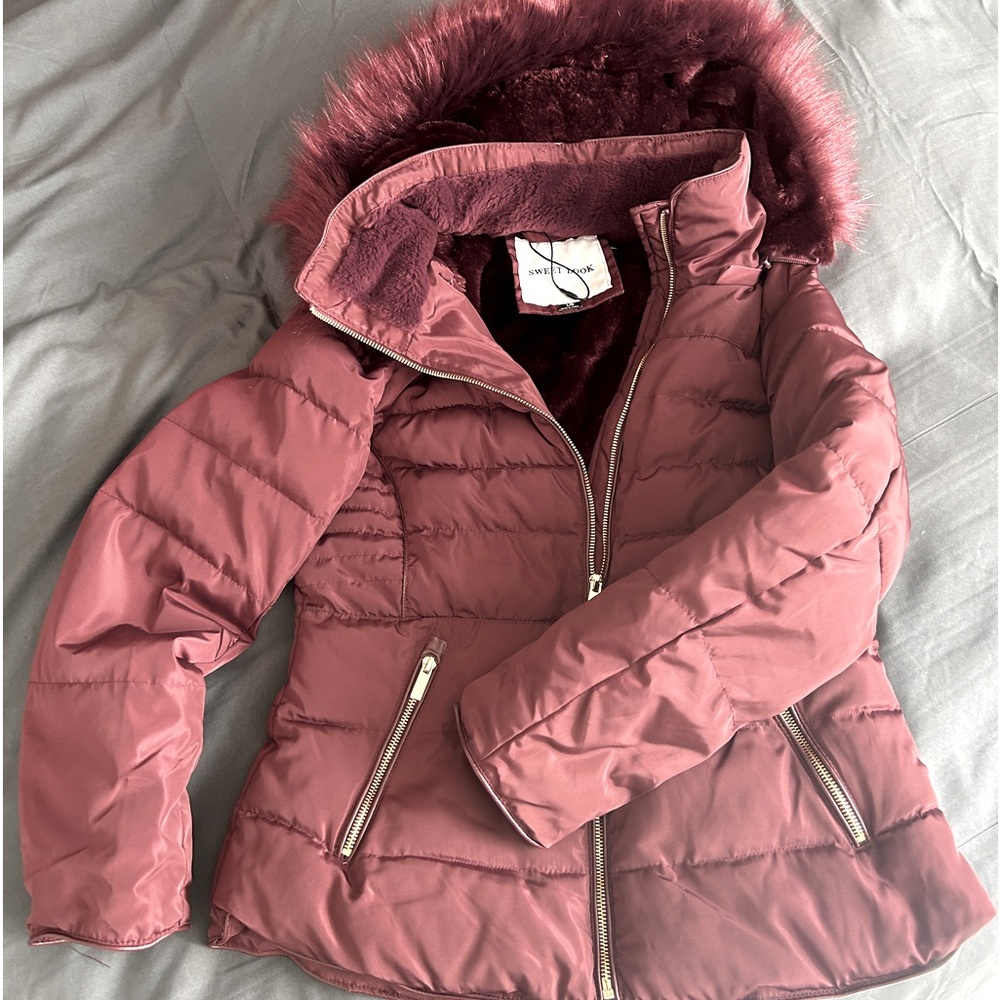 Purple Fitted Puffer Jacket